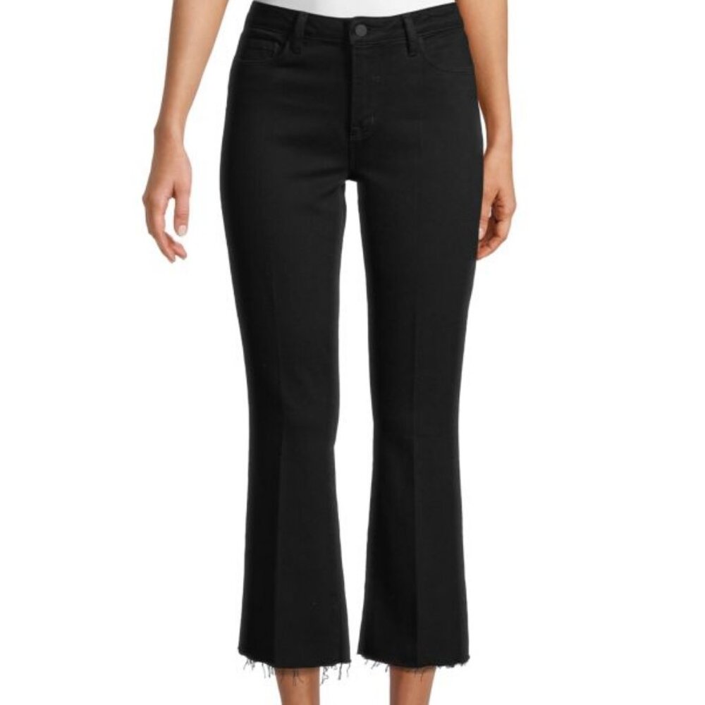 L'Agence Sophia Cropped Flare High Rise Denim Jeans in Black Revolve Women's 28